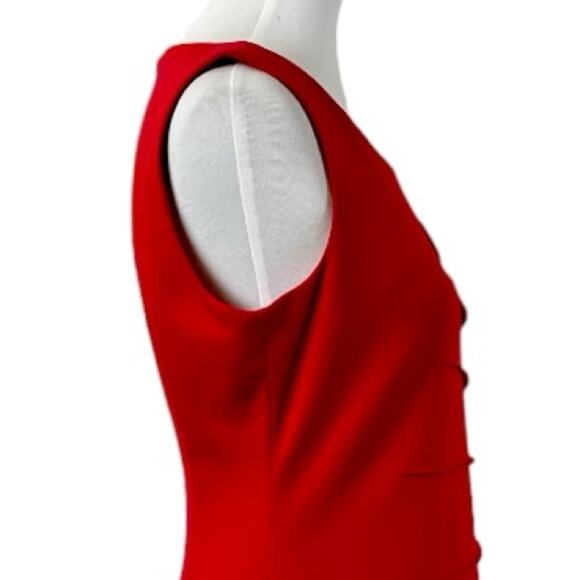 Calvin Klein Sheath Dress Sunburst Ruched Sleeveless Red Crimson Women’s Size 8 - Picture 9 of 15